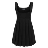 Hot Girl College Style JK Uniform Puff Sleeves Black Suspenders Black Pleated Dress Female Summer Suit