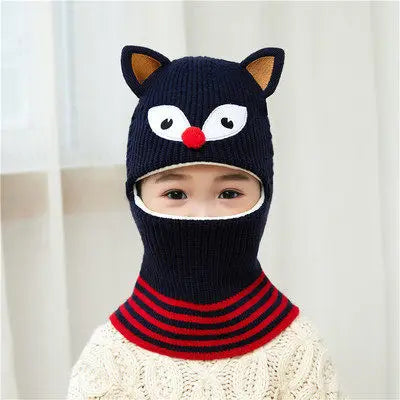 Hot Sale 2 To 6 Years Old Boy Girl Beanie Protect Neck Cartoon Animal Windproof Winter Child Knit Hat Kids Girl's Earflap Caps