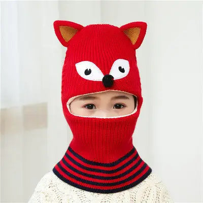 Hot Sale 2 To 6 Years Old Boy Girl Beanie Protect Neck Cartoon Animal Windproof Winter Child Knit Hat Kids Girl's Earflap Caps