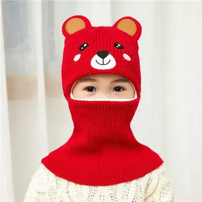 Hot Sale 2 To 6 Years Old Boy Girl Beanie Protect Neck Cartoon Animal Windproof Winter Child Knit Hat Kids Girl's Earflap Caps