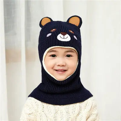 Hot Sale 2 To 6 Years Old Boy Girl Beanie Protect Neck Cartoon Animal Windproof Winter Child Knit Hat Kids Girl's Earflap Caps