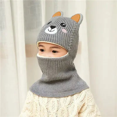 Hot Sale 2 To 6 Years Old Boy Girl Beanie Protect Neck Cartoon Animal Windproof Winter Child Knit Hat Kids Girl's Earflap Caps