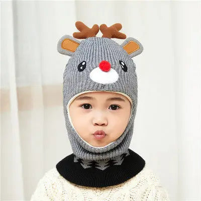 Hot Sale 2 To 6 Years Old Boy Girl Beanie Protect Neck Cartoon Animal Windproof Winter Child Knit Hat Kids Girl's Earflap Caps