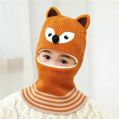 Hot Sale 2 To 6 Years Old Boy Girl Beanie Protect Neck Cartoon Animal Windproof Winter Child Knit Hat Kids Girl's Earflap Caps