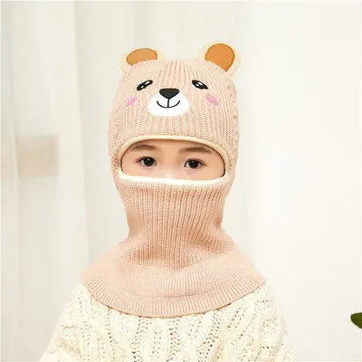 Hot Sale 2 To 6 Years Old Boy Girl Beanie Protect Neck Cartoon Animal Windproof Winter Child Knit Hat Kids Girl's Earflap Caps