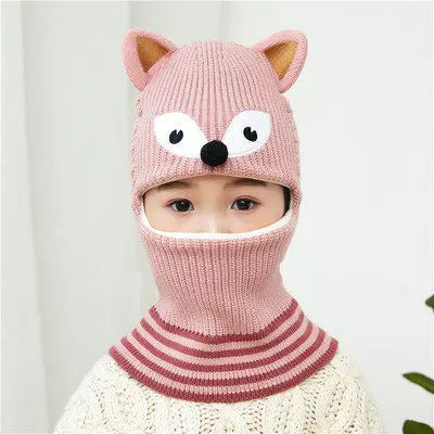 Hot Sale 2 To 6 Years Old Boy Girl Beanie Protect Neck Cartoon Animal Windproof Winter Child Knit Hat Kids Girl's Earflap Caps