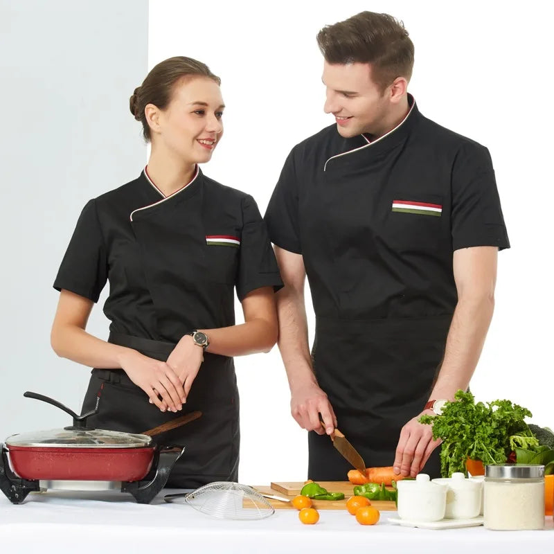 Hotel Overalls Summer Breathable Restaurant Western Food Kitchen Short Sleeve Chef Uniform Men