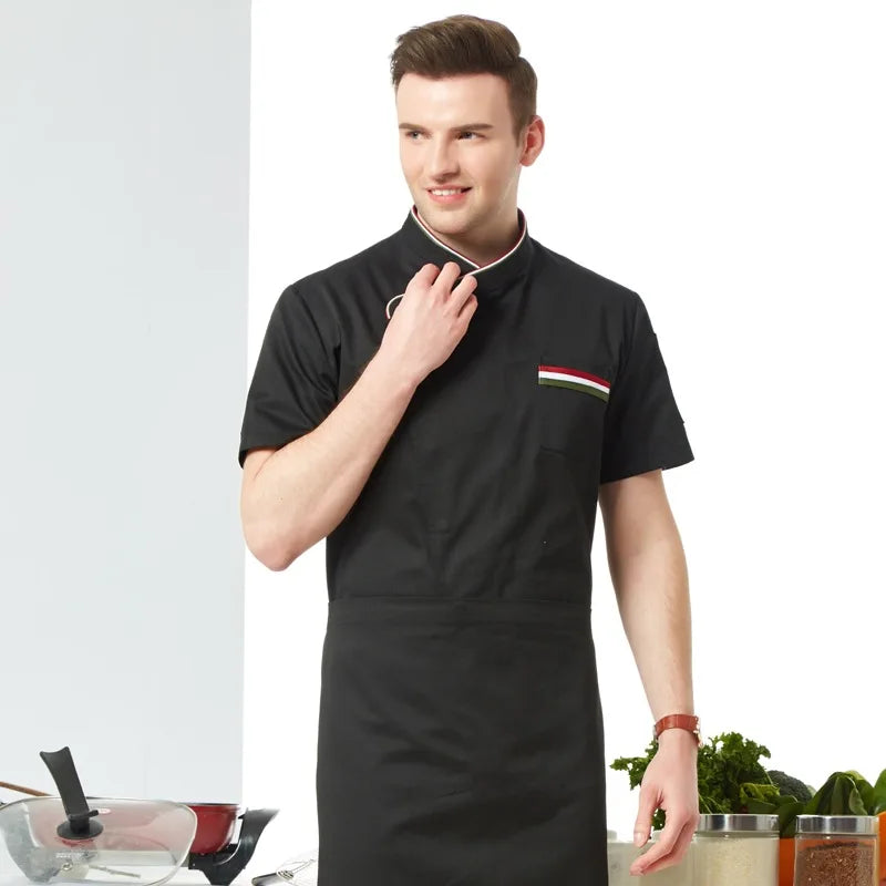 Hotel Overalls Summer Breathable Restaurant Western Food Kitchen Short Sleeve Chef Uniform Men