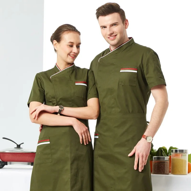 Hotel Overalls Summer Breathable Restaurant Western Food Kitchen Short Sleeve Chef Uniform Men