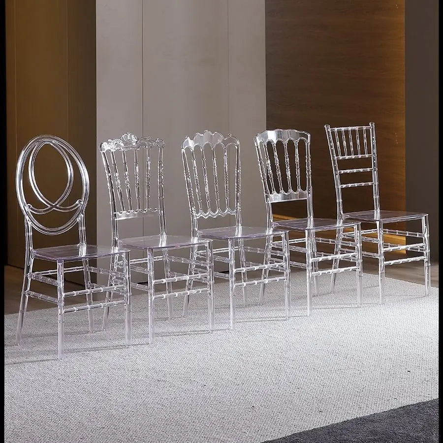 Hotel wedding hall wedding banquet hall transparent crystal chair acrylic pc plastic one bamboo Napoleon chair