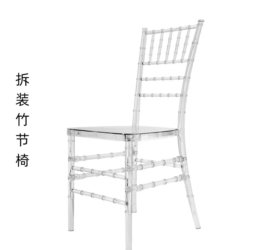 Hotel wedding hall wedding banquet hall transparent crystal chair acrylic pc plastic one bamboo Napoleon chair