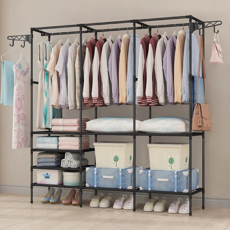 Household Simple Assembly Clothes Hanger Bedroom Coat Rack Multifunctional Organizer Storage Shelf Home Furniture