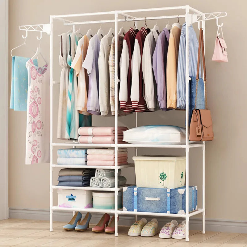 Household Simple Assembly Clothes Hanger Bedroom Coat Rack Multifunctional Organizer Storage Shelf Home Furniture