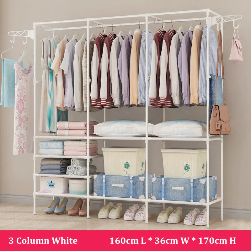 Household Simple Assembly Clothes Hanger Bedroom Coat Rack Multifunctional Organizer Storage Shelf Home Furniture