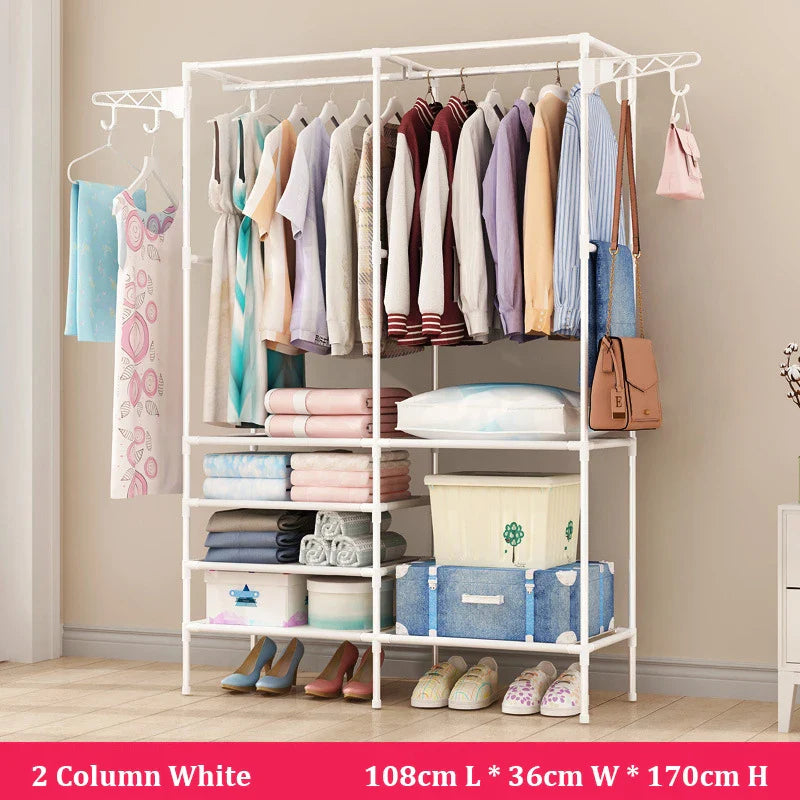 Household Simple Assembly Clothes Hanger Bedroom Coat Rack Multifunctional Organizer Storage Shelf Home Furniture