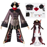 Hutao Cosplay Genshin Impact Hutao Cosplay Costume Hu Tao Chinese Style Clothing Uniform Wig Halloween Party Clothes Costumes