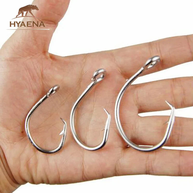 Hyaena 100pcs 39960 Stainless Steel Fishing Hooks Big Game Fish Tuna Circle Bait Fishhooks Size 8/0-15/0