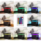 I-aplus Bedside Table with 2 Drawers, LED Nightstand Wooden Cabinet Unit with Lights for Bedroom, Living Room, Multiple Color