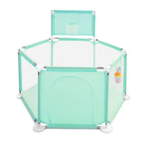 IMBABY Baby Playpen Green Hexagon Playpen for Children with Basketball Board Children's Playpen Ball Pit Baby Playground Fence