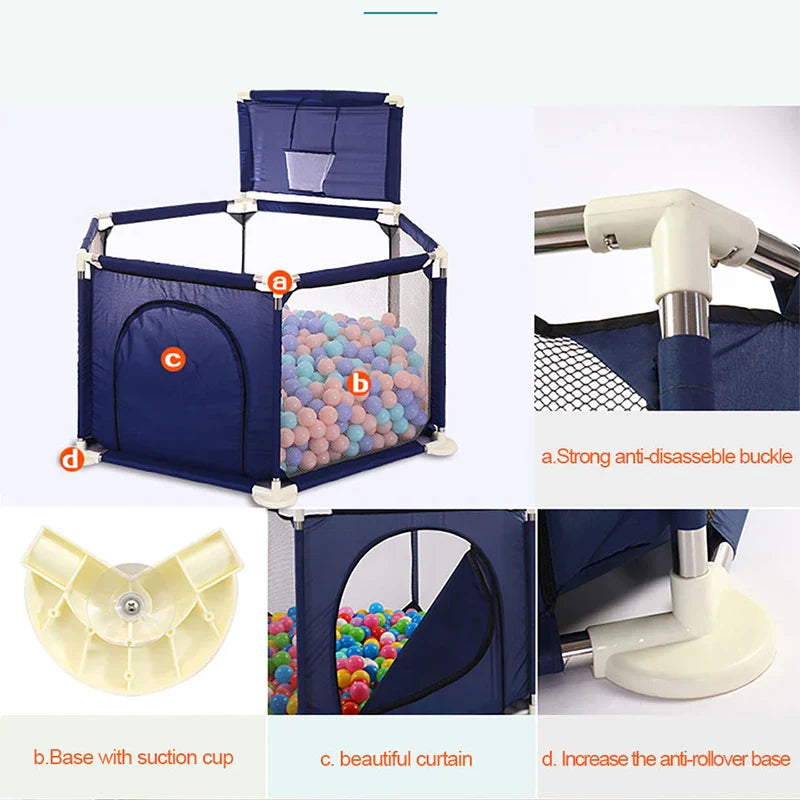 IMBABY Playpen For Children Baby Playground Folding Safety Fence Balls Pool Travel Basketball Hoop Children's Tent Gym For Kids