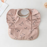 INS Nordic Style Baby Bibs Waterproof Short Sleeve with Pocket Feeding Waterproof Bib Easy Clean Cute Elephant Bibs Soft PU