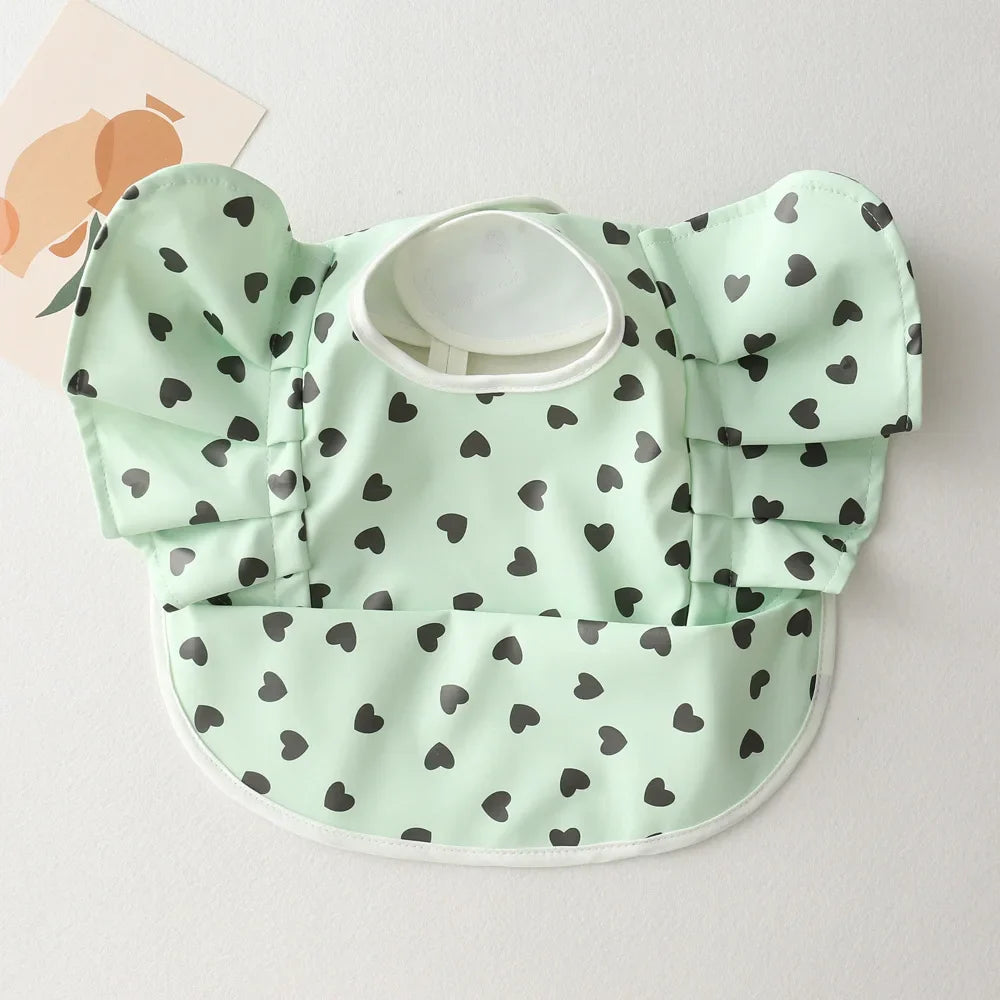 INS Nordic Style Baby Bibs Waterproof Short Sleeve with Pocket Feeding Waterproof Bib Easy Clean Cute Elephant Bibs Soft PU