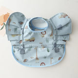 INS Nordic Style Baby Bibs Waterproof Short Sleeve with Pocket Feeding Waterproof Bib Easy Clean Cute Elephant Bibs Soft PU