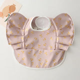 INS Nordic Style Baby Bibs Waterproof Short Sleeve with Pocket Feeding Waterproof Bib Easy Clean Cute Elephant Bibs Soft PU