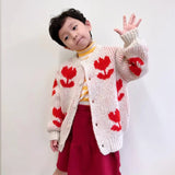 In stock! Children's Sweater 23 Autumn/Winter BC Girls' Cartoon Color Block Pullover Vest Cardigan Boys' V-neck Knit