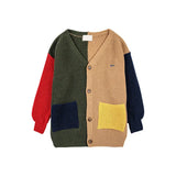 In stock! Children's Sweater 23 Autumn/Winter BC Girls' Cartoon Color Block Pullover Vest Cardigan Boys' V-neck Knit