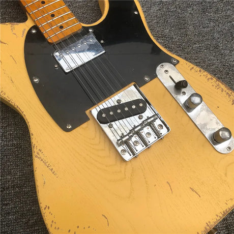 In stock, ash yellow used electric guitar, real photos, customizable, factory wholesale and retail. Free shipping