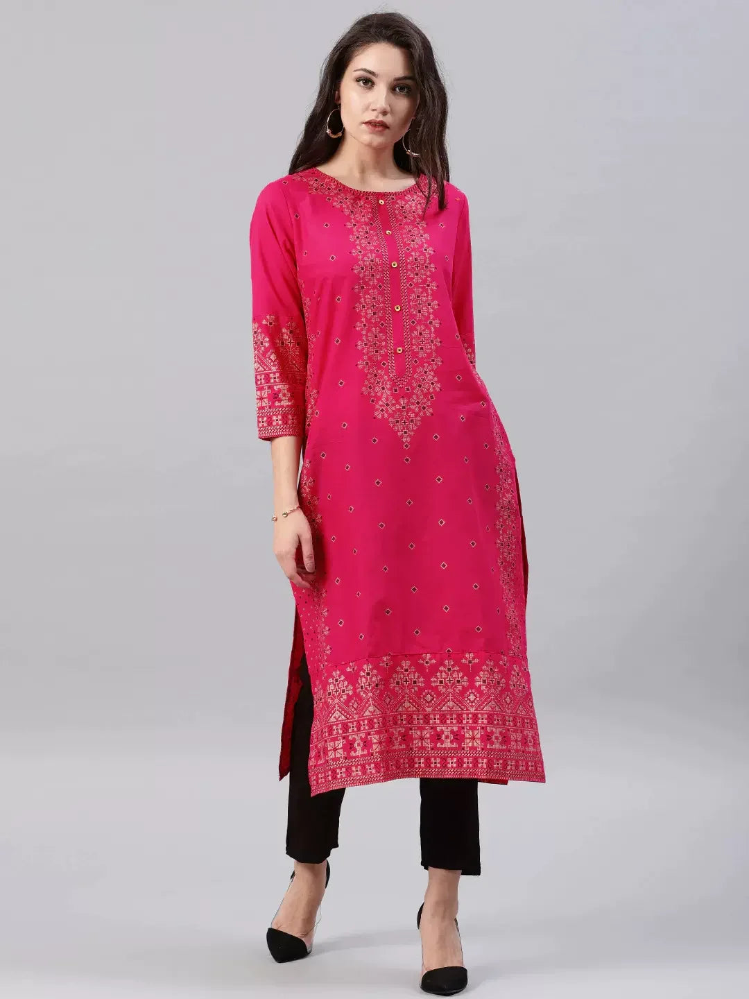 Indian Dress Kurtas for Women Spring Summer Cotton Printed Floral Ethnic Style Kurti Top South Asian Clothes