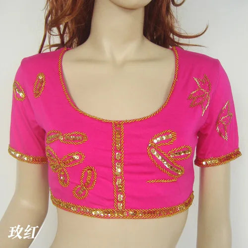 Indian Ethnic Readymade Saree Blouses Short Sleeve Crop Top Choli Modal Indian Clothes