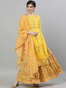 Indian Saree New Ethnic Style Women's Indian Sari Suit Cotton Silk Round Neck Long Print Daily Casual Yellow Suit