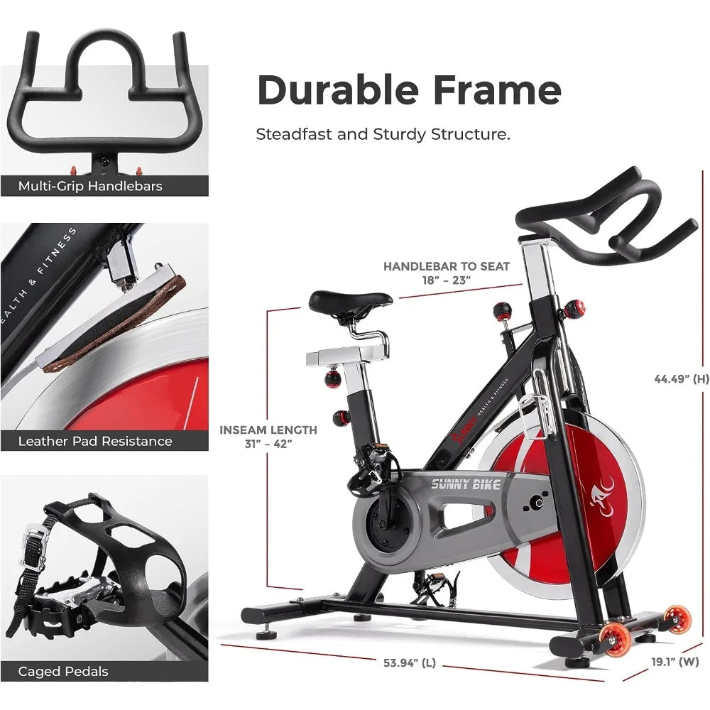 Indoor Cycling Exercise Bike with Heavy-Duty 49 LB Chrome Flywheel, Stationary Bike with Customizable Comfort with 275 LBS.