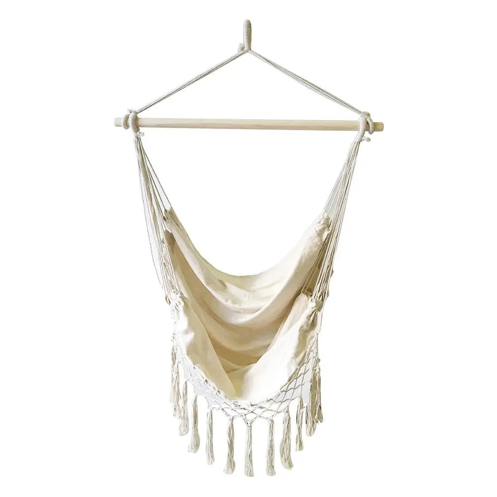 Indoor Outdoor Tassels Hammock Garden Patio White Cotton Swing Chair Bedroom Romantic Hanging Bed Beach Hammocks Chair