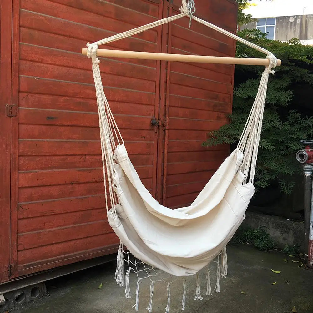 Indoor Outdoor Tassels Hammock Garden Patio White Cotton Swing Chair Bedroom Romantic Hanging Bed Beach Hammocks Chair