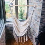 Indoor Outdoor Tassels Hammock Garden Patio White Cotton Swing Chair Bedroom Romantic Hanging Bed Beach Hammocks Chair