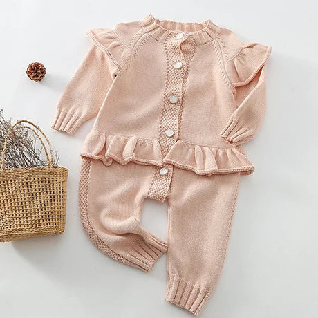 Infant Baby Girls Knitting Solid Color Jumpsuit One piece Outfit Spring Autumn Baby Girls Clothes Baby Girl Knitting Bodysuits