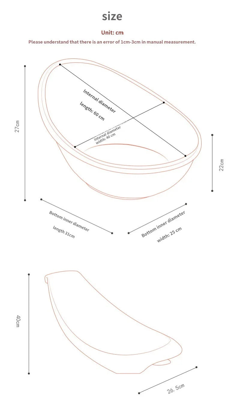 Infant PP Thickened Egg-shaped Bathtub Bath Bucket Baby Shower Waterpot Newborn Toiletries New Born Baby Items Bath Tub