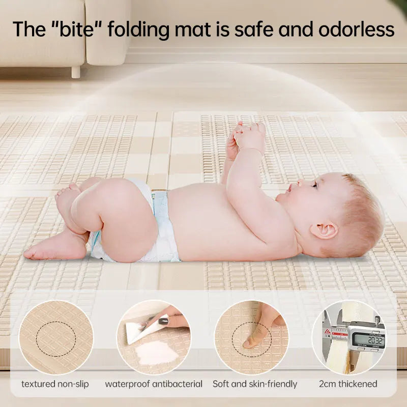 Infant Shining 2cm Foldable Baby Play Mat Cartoon Play Mat Puzzle Children's Mat Baby Room Thickened Crawling Pad Folding Mat