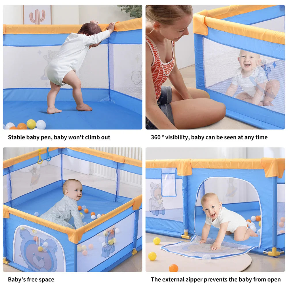 Infant Shining Children Playpen with Foam Protector Baby Safety Fence Kid Ball Pit Playpen for Babies Indoor Toy Baby Playground