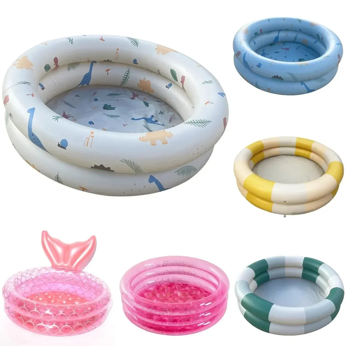 Inflatable Baby Swimming Pool For Babe Household Outdoor Mermaid Paddling Pool PVC Round Fence Play Space Room Bath Pool Gifts