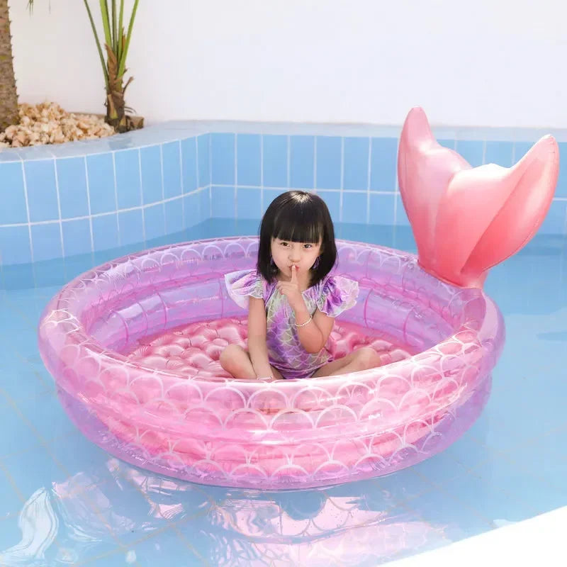 Inflatable Baby Swimming Pool For Babe Household Outdoor Mermaid Paddling Pool PVC Round Fence Play Space Room Bath Pool Gifts