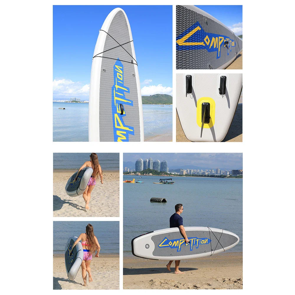 Inflatable Stand Up Paddleboard SUP Board 6 Inch Thick Sap Surfboard Set with Surf Fin Coiled Leash Inflator Carry Bag сап борд