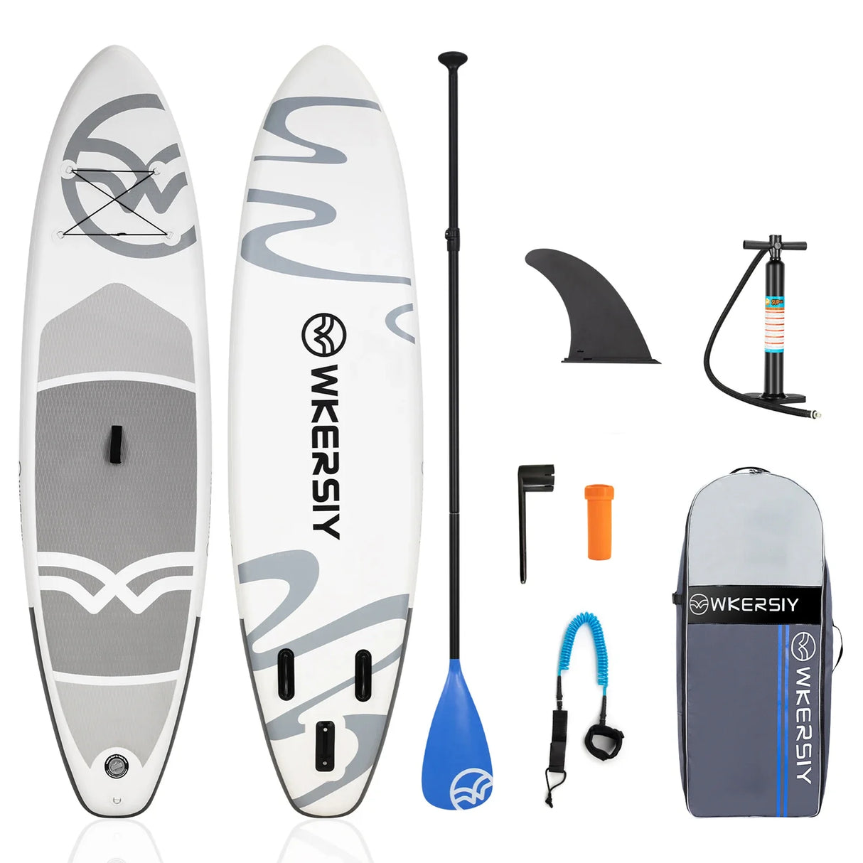 Inflatable Stand Up Paddleboard SUP Board 6 Inch Thick Surfboard Set with Surf Fin Coiled Leash Inflator Pump Carry Bag сап борд