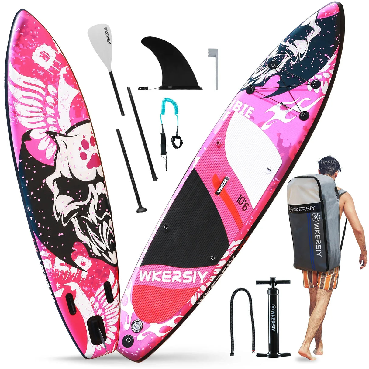 Inflatable Stand Up Paddleboard SUP Board 6 Inch Thick Surfboard Set with Surf Fin Coiled Leash Inflator Pump Carry Bag сап борд