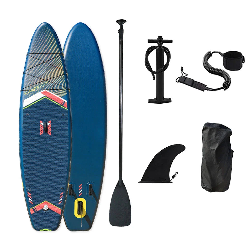 Inflatable Stand Up Paddleboard SUP Board 6 Inch Thick Surfboard Set with Surf Fin Coiled Leash Inflator Pump Carry Bag сап борд