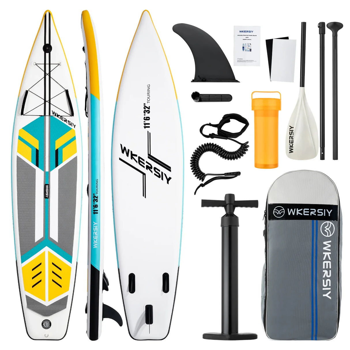 Inflatable Stand Up Paddleboard SUP Board 6 Inch Thick Surfboard Set with Surf Fin Coiled Leash Inflator Pump Carry Bag сап борд