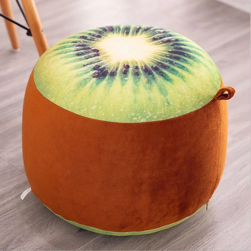 Inflatable Stool Thicken Cotton Cover Cartoon Plush 3D Fruit Inflatable Pouf Chair Lovely Children Cushion Stools Portable 1PC